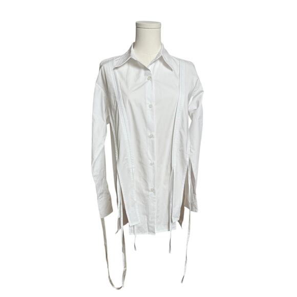 Vita Grace NEW Hana Tie Detail Cotton Shirt in White Size Small Long Sleeves - Picture 7 of 16